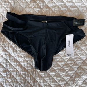 RUFSKIN BLACK SWIM BRIEF w cutout detail and buckle size L w tags